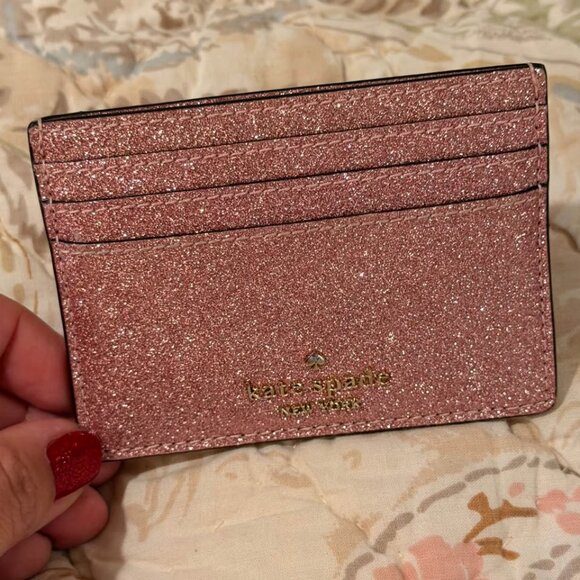Kate Spade Lola Glitter Small Slim Card Holder - Pink Rose - Picture 5 of 6